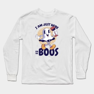 Funny Retro Ghost Cartoon // I'm Just Here for the Boos Long Sleeve T-Shirt